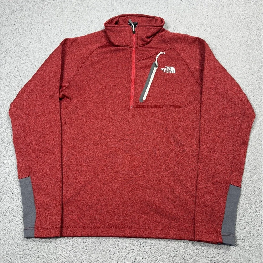 The North Face Pullover Mens Small Red 1/4‎ Zip Long Sleeve Fleece Hiking Top